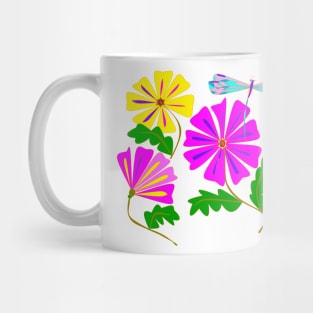 A Floral Design with a Dragonfly Mug